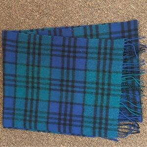 Burberry Blue & Green Check Cashmere Scarf